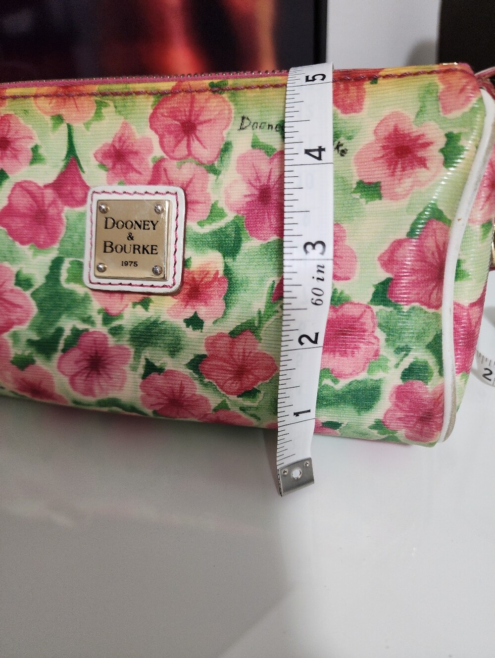 Dooney & Bourke Pink Floral Wristlet with Green Accents - Picture 6 of 12